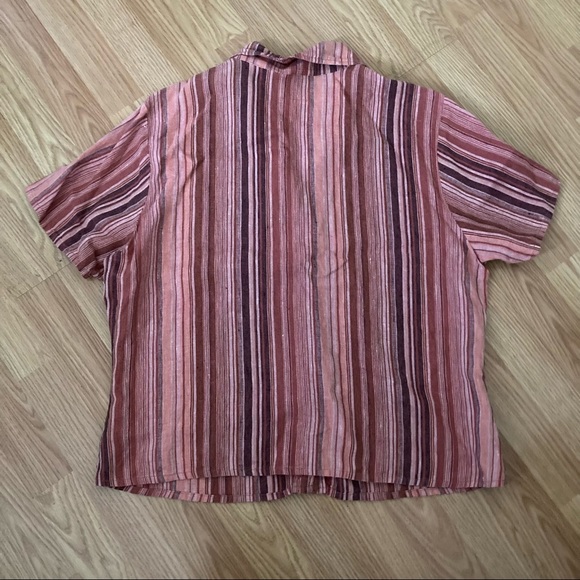 Flax Vertical Stripe Short Sleeve Button Down Top - Picture 4 of 4